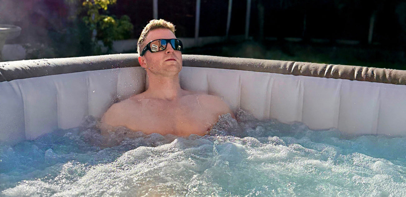 paralympian using a lay z spa hot tub