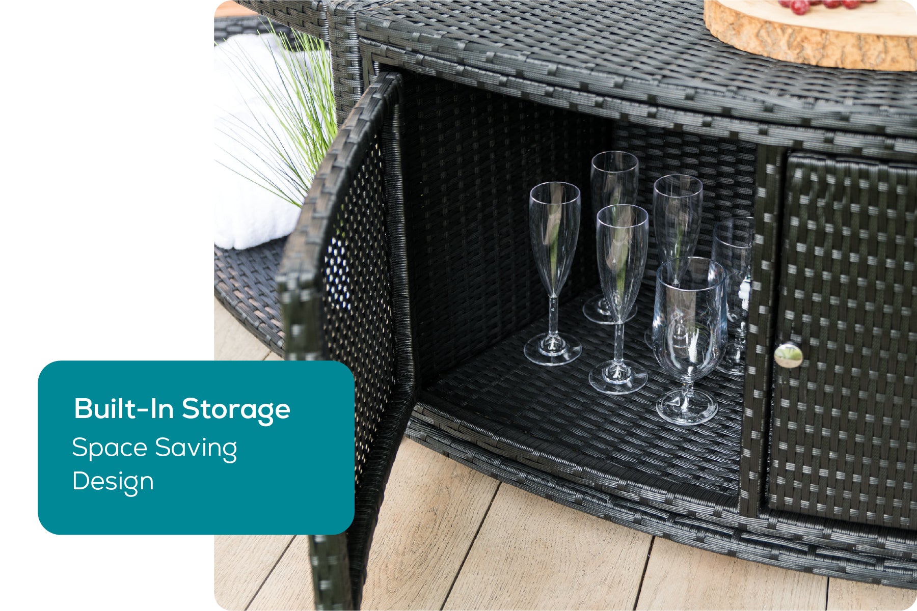 big rattan surround with built in storage