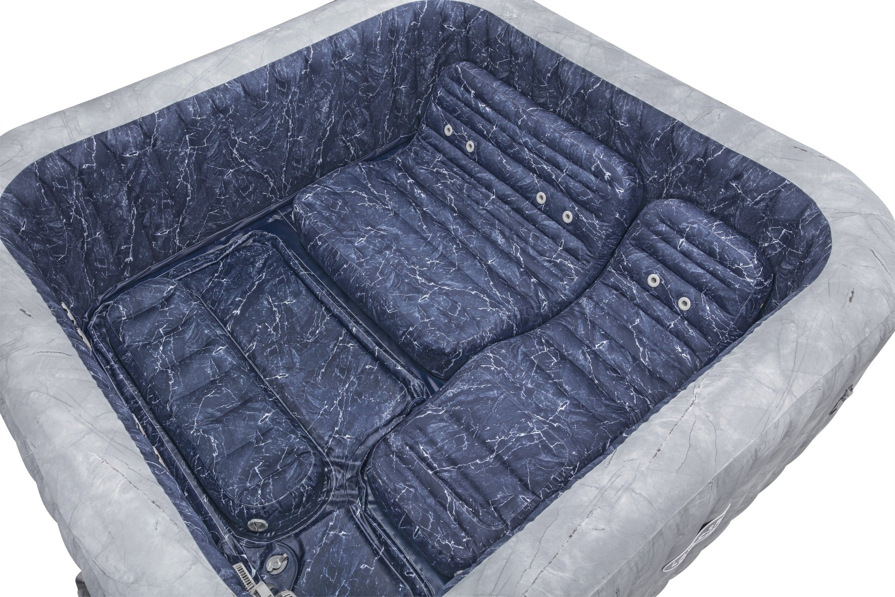 square inflatable hot tub with seats