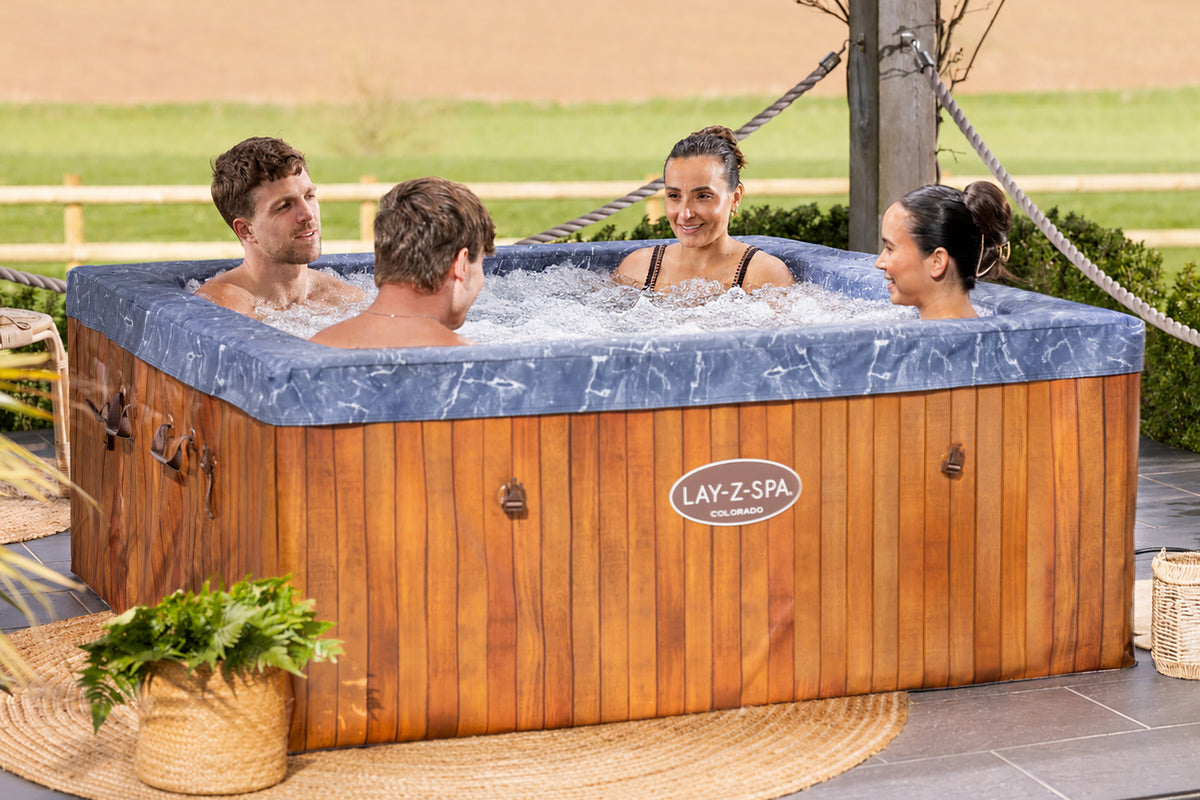 Lay-Z-Spa Colorado square hot tub for up to 6 people. Rigid foam hot tub.