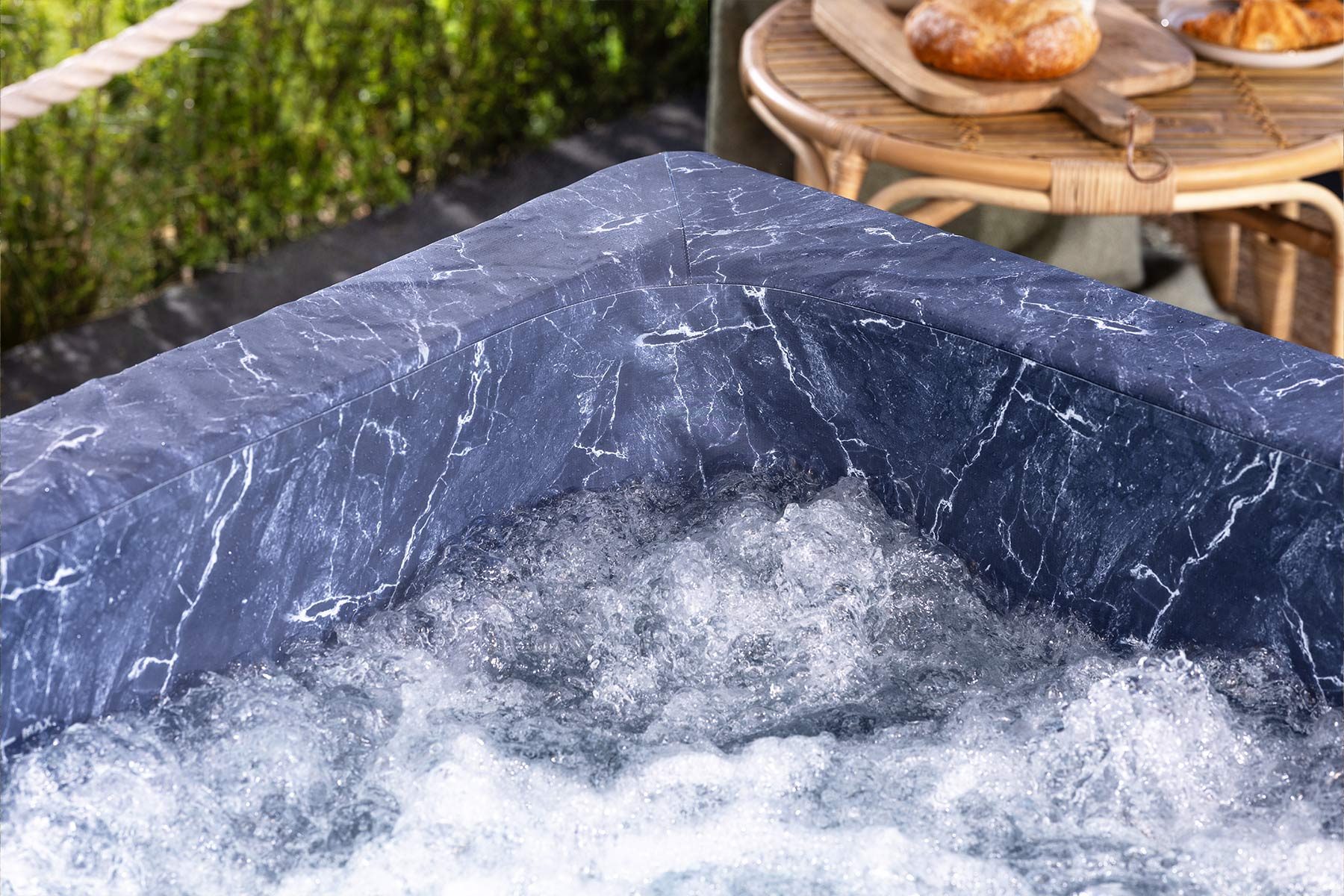 Lay-Z-Spa Colorado Hot Tub with tough and durable TriTech liner with blue marble style pattern