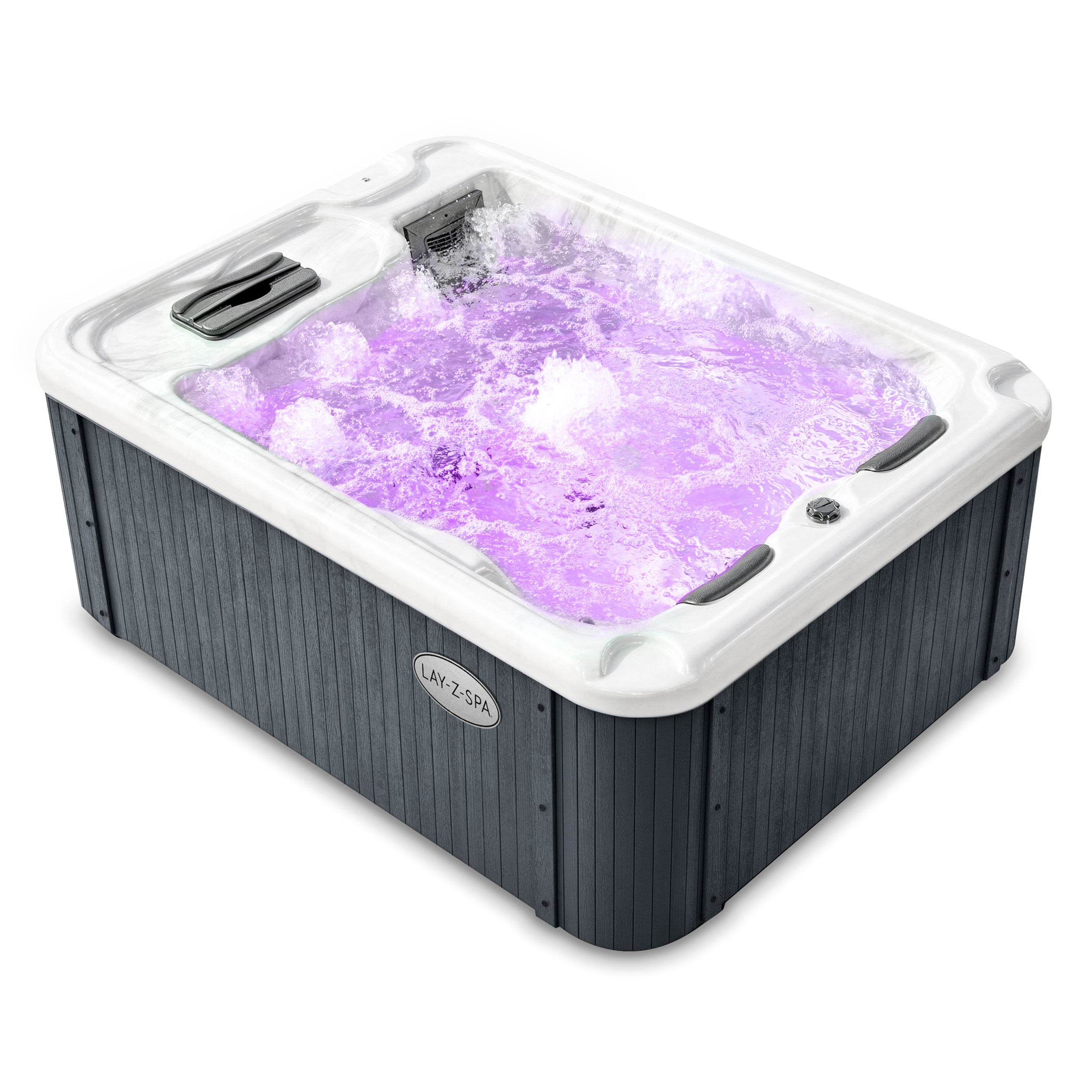 Lay-Z-Spa rigid wall acrylic hot tub with hard shell design and HydroJet massage system for garden spa relaxation
