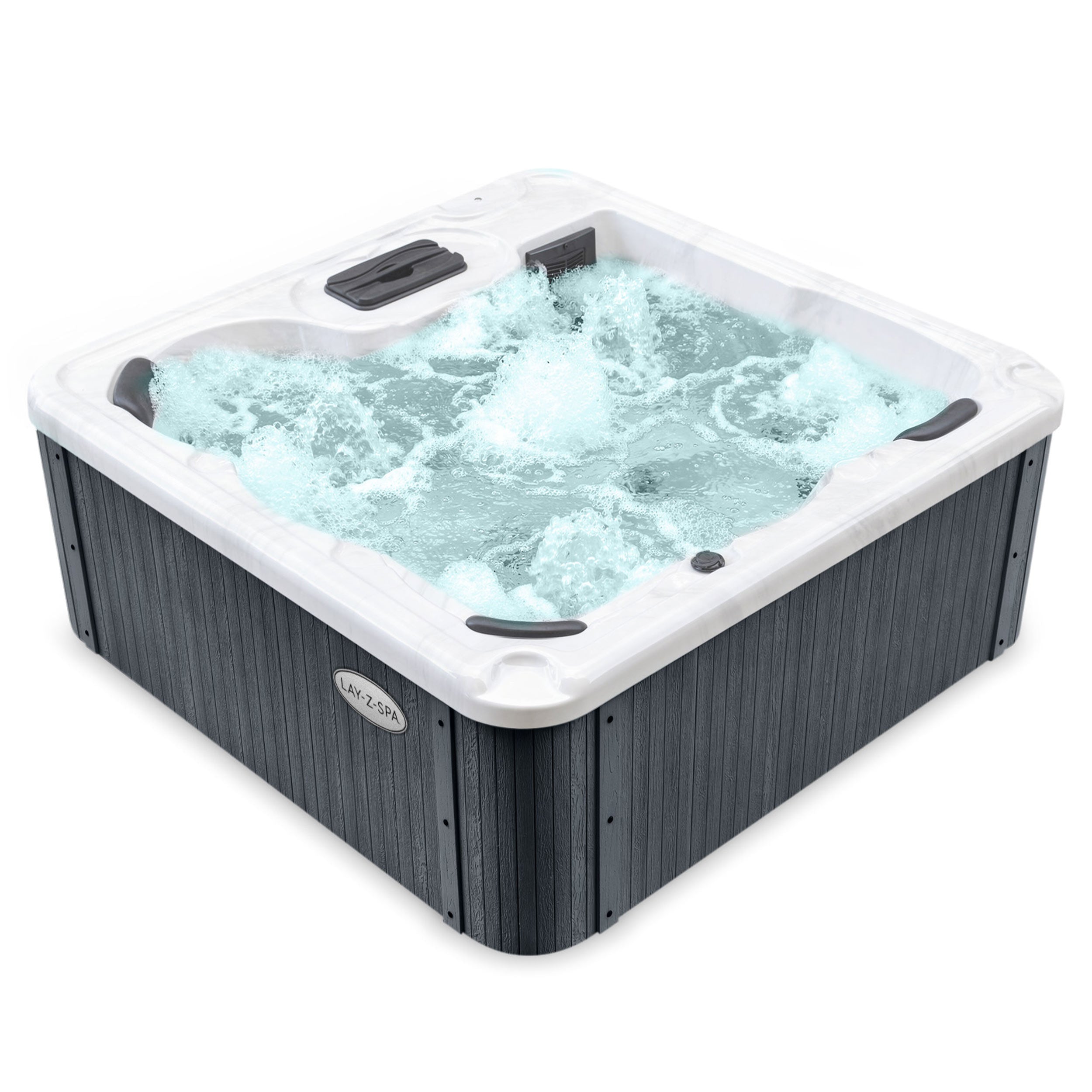5 person Lay-Z-Spa rigid wall acrylic hot tub with hard shell design and HydroJet massage system for garden spa relaxation