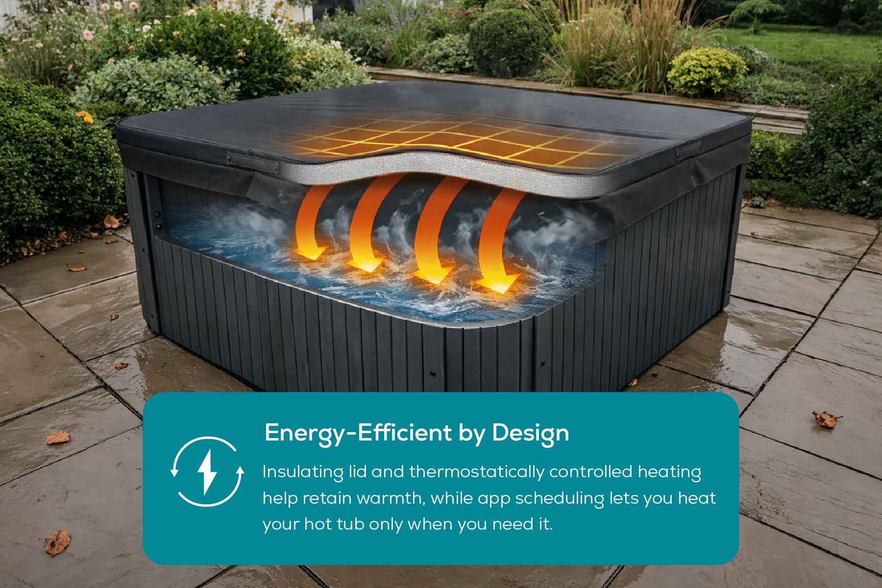 Energy-efficient 5 person Lay-Z-Spa acrylic hot tub
