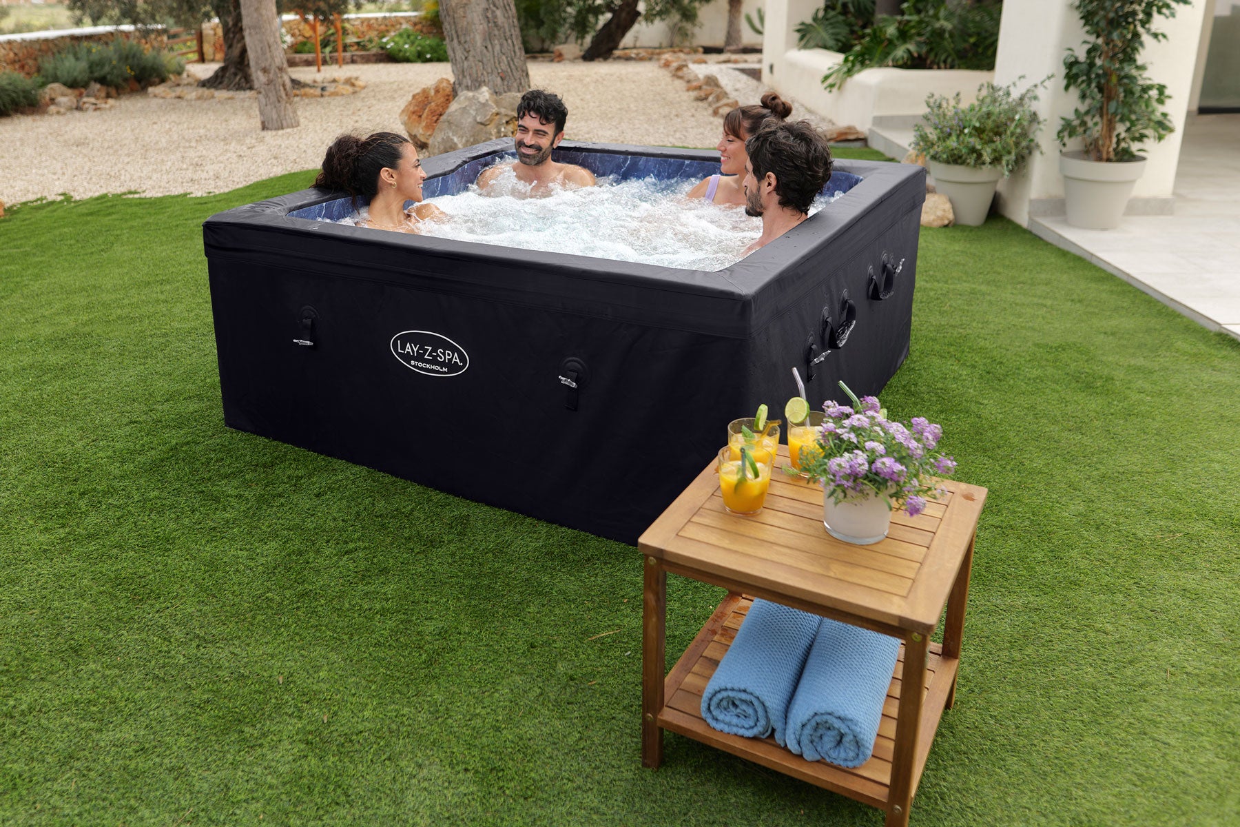 square foam lay z spa hot tub
