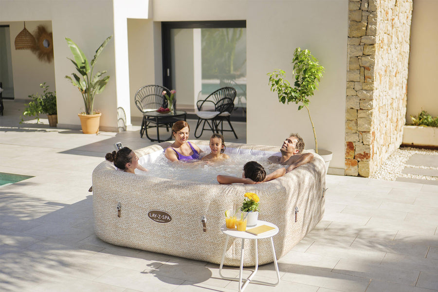 Tuscany hot tub family of five enjoying it together