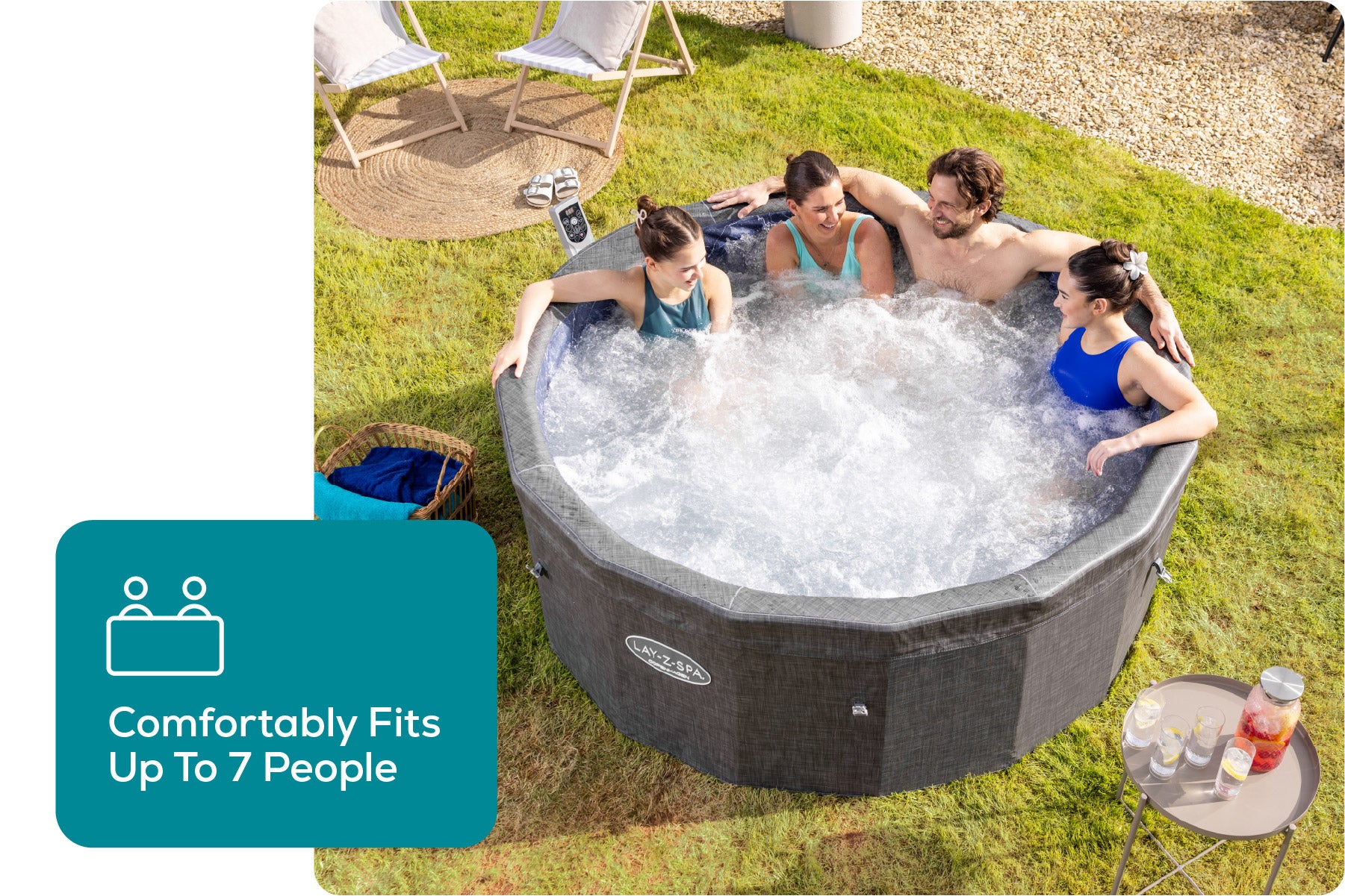 7 person Lay-Z-Spa hot tub with foam walls
