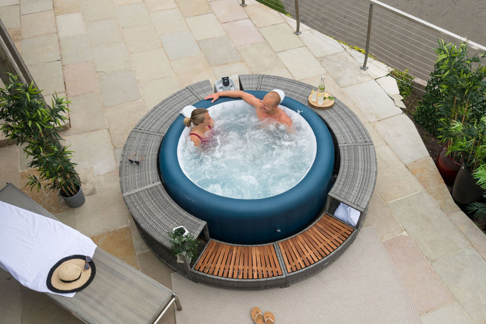 Round Rattan Hot Tub Surround 180cm Grey | Lay-Z-Spa UK