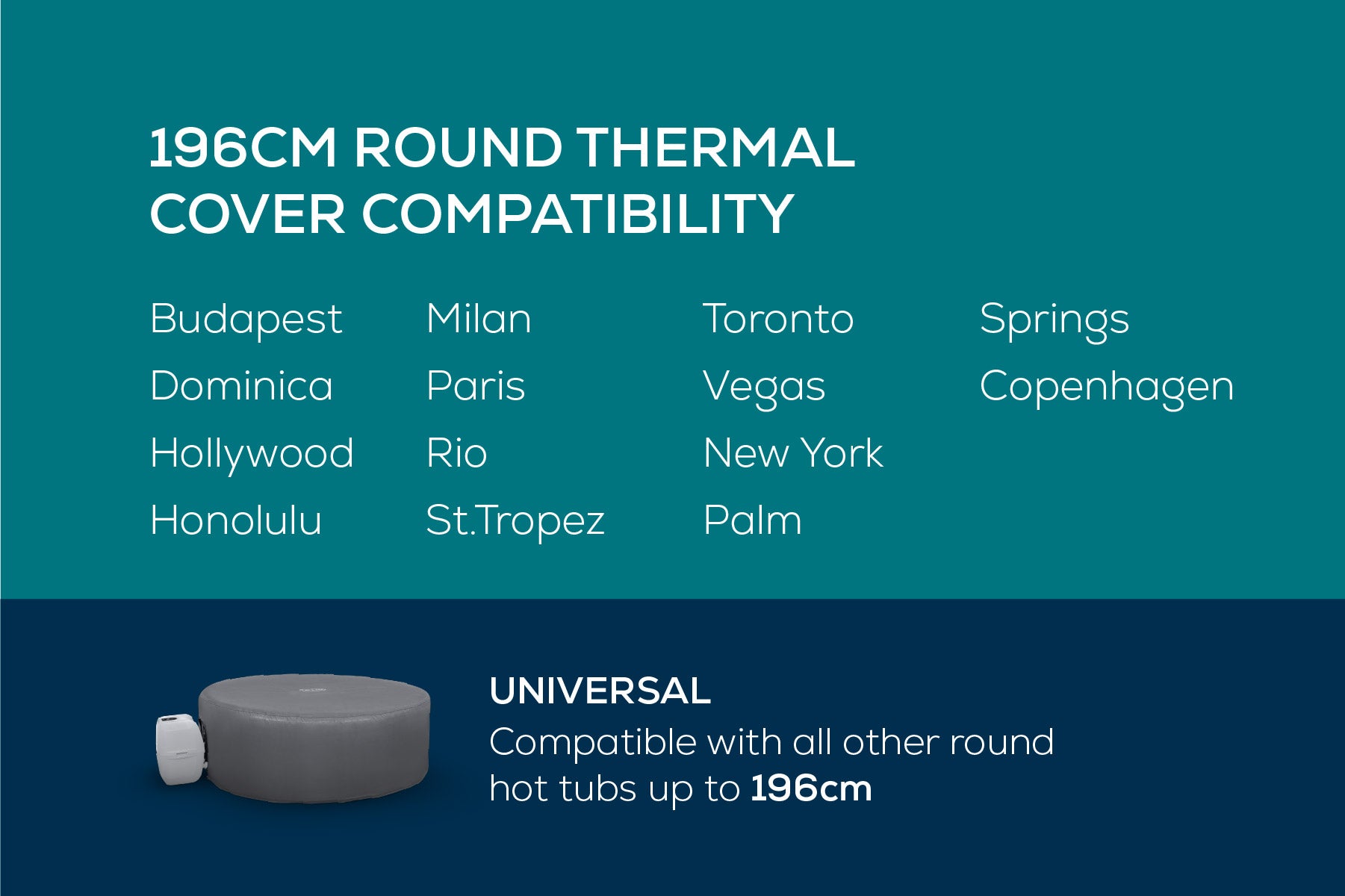 Round Thermal Hot Tub Cover - Large 196cm x 71cm