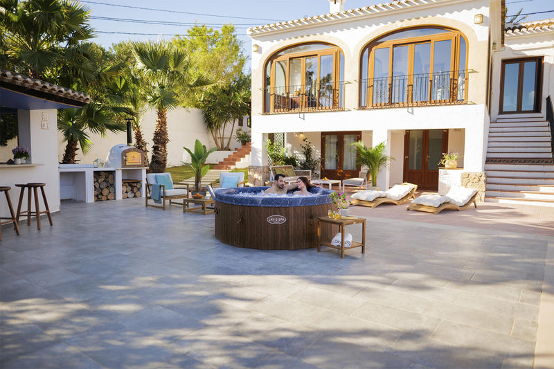 Lay-Z-Spa Toronto ThermaCore foam-walled hot tub in villa garden