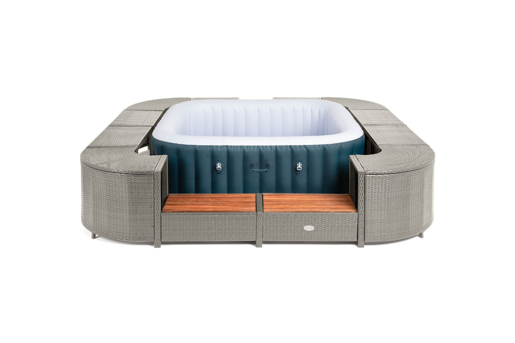 Square Rattan Hot Tub Surround 188cm Grey