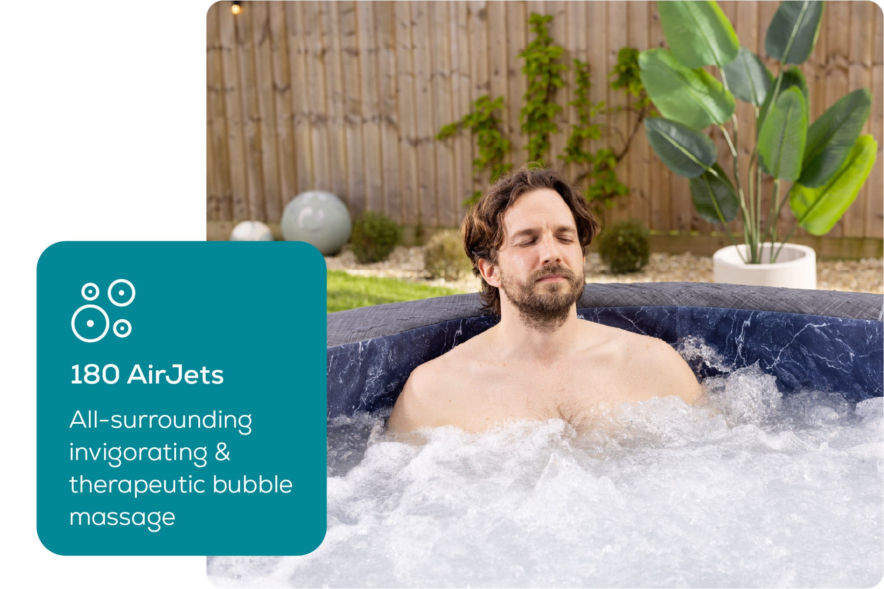 Lay-Z-Spa hot tub with 180 AirJets for a therapeutic bubble massage