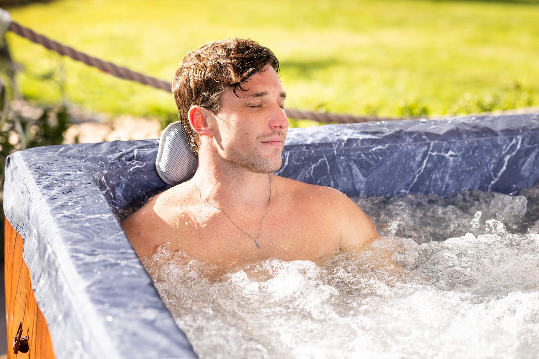 Lay-Z-Spa Enhanced 140 AirJet massage hot tub with thousands of therapeutic bubbles