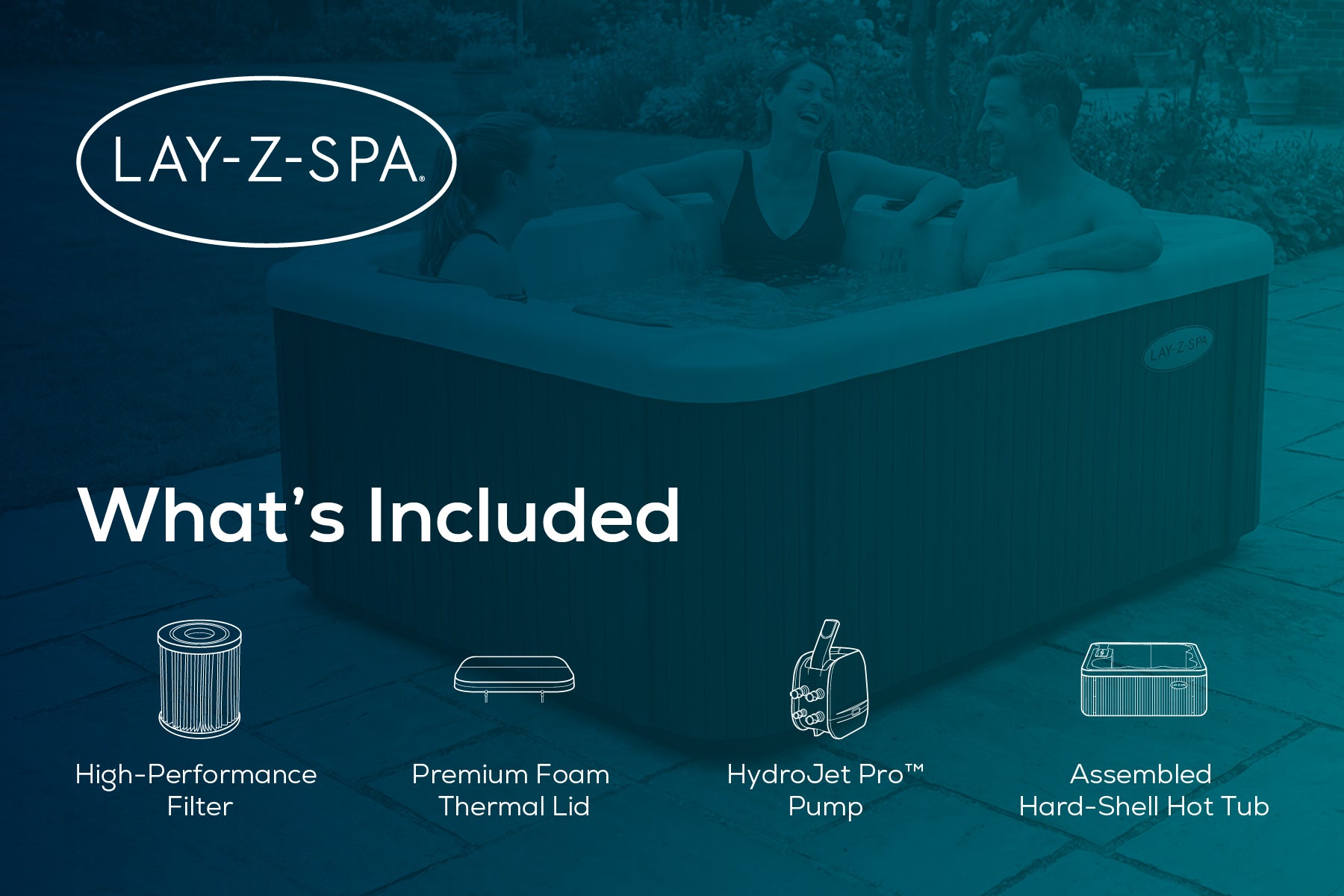 Ready assembled plug-and-play hot tub with acrylic shell