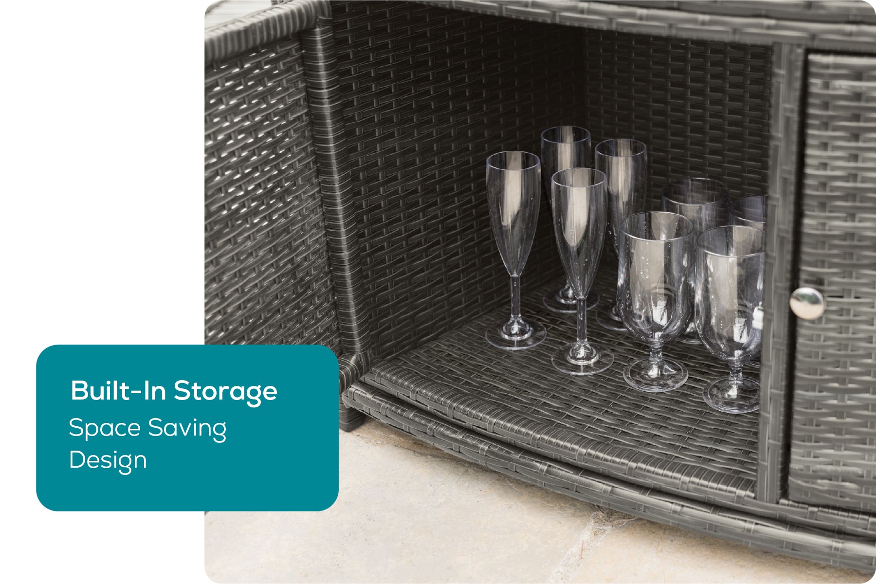 extra storage in rattan surrounds for hot tubs