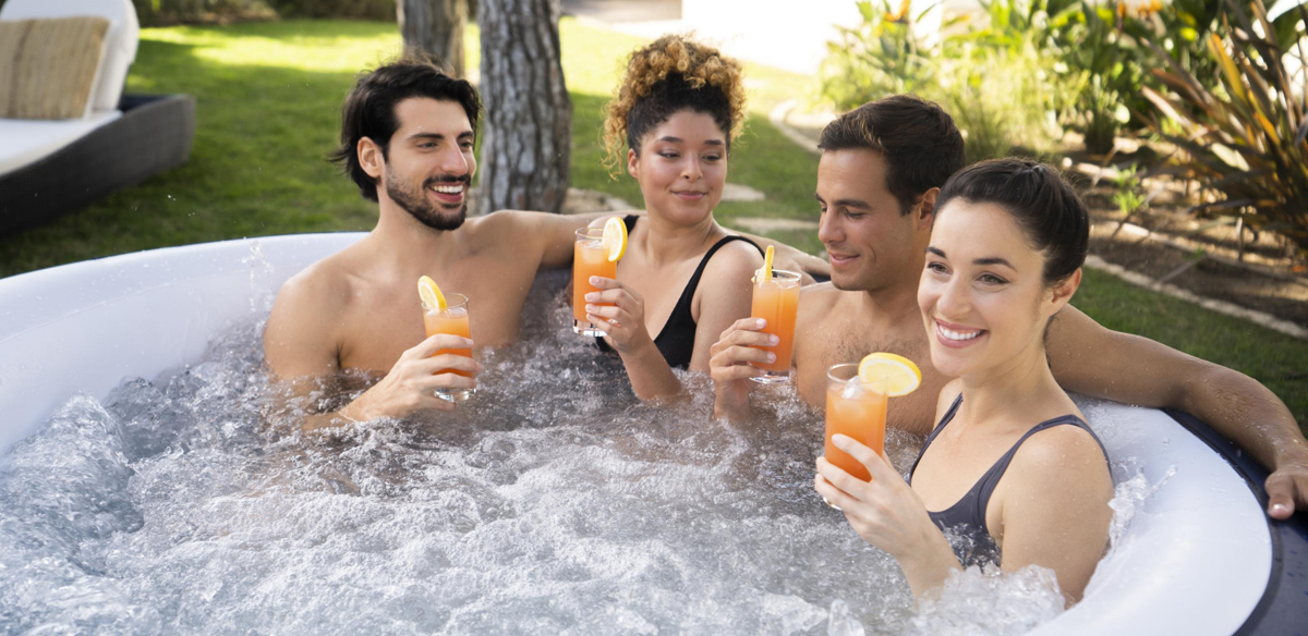 Stay hydrated when using your portable hot tub in the sun.