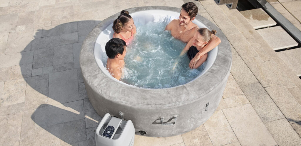 4 person inflatable hot tub with winter cover