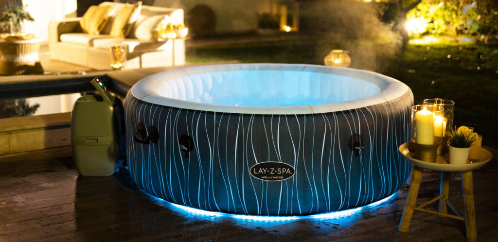6 person inflatable hot tub with lights