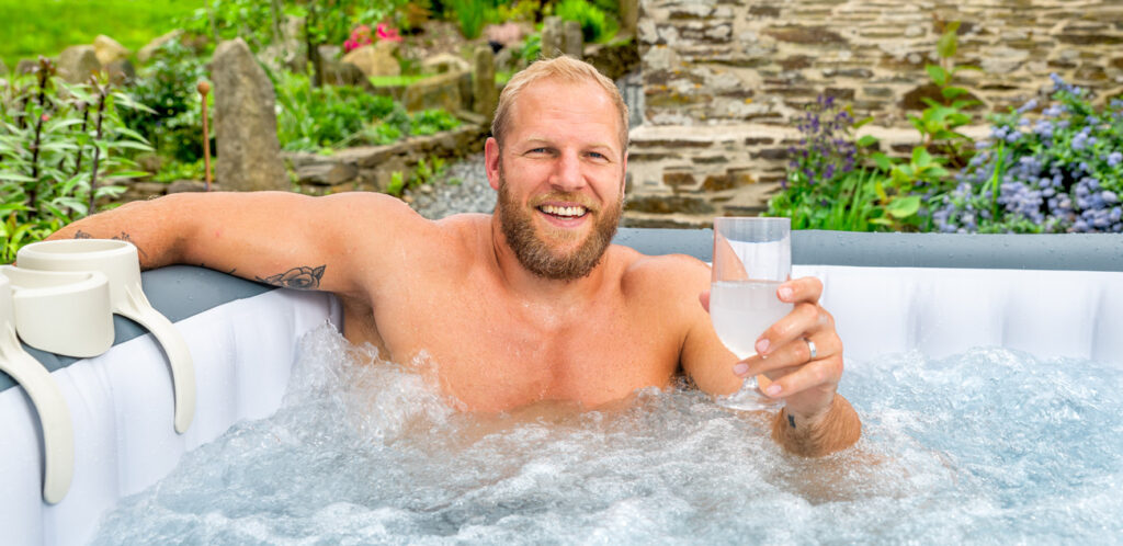 Rugby player James Haskell using a Lay-Z-Spa for wellness and training recovery.